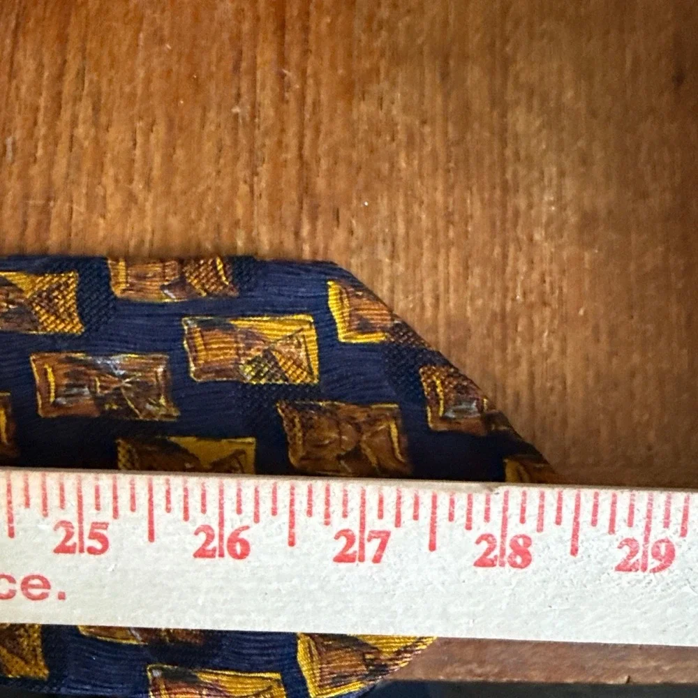 Ermenegildo Zegna Silk Tie Hourglass‎ Pattern Navy Gold Men's Necktie